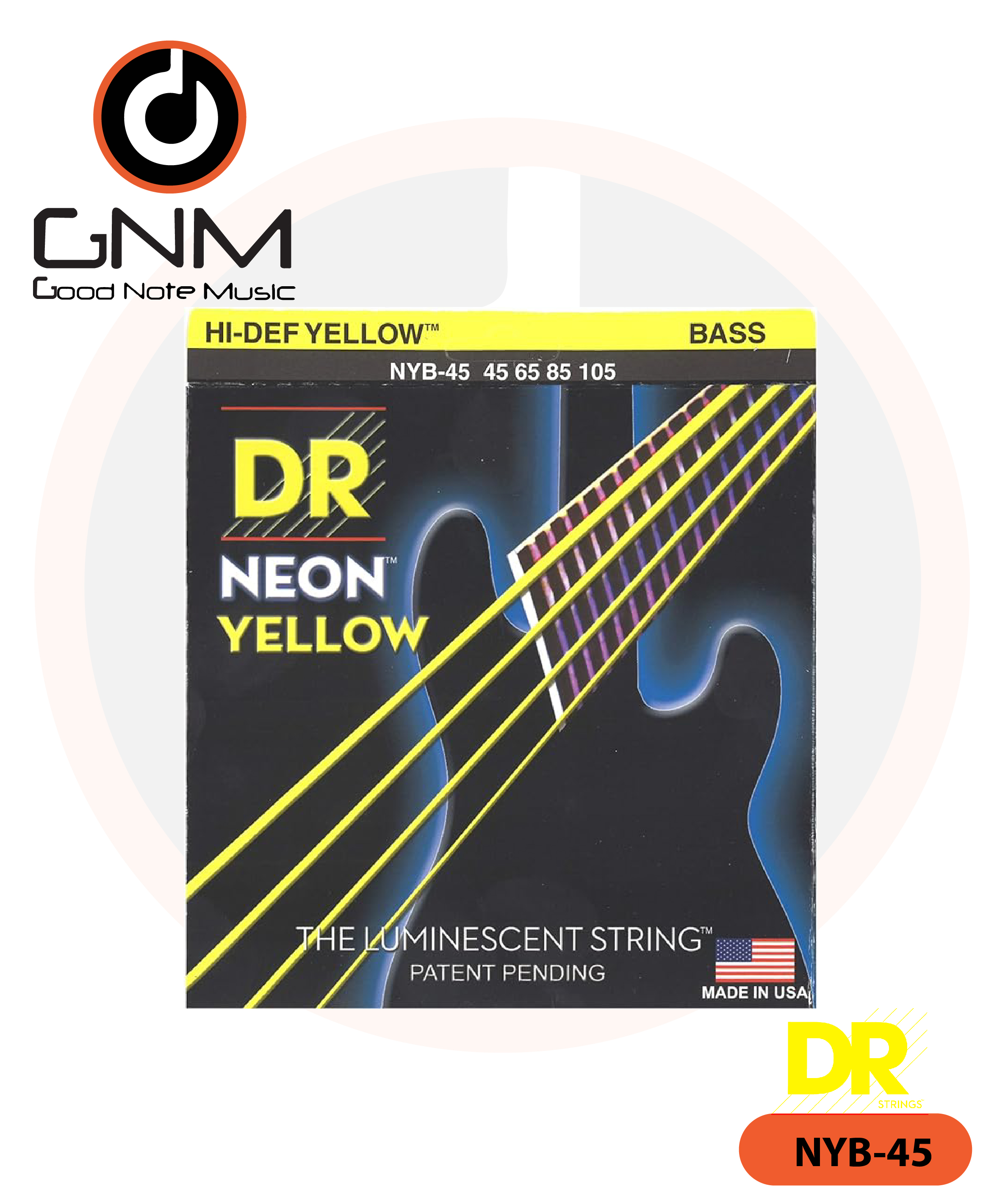 สายเบส DR Neon NYB-45 45/105 สีเหลือง